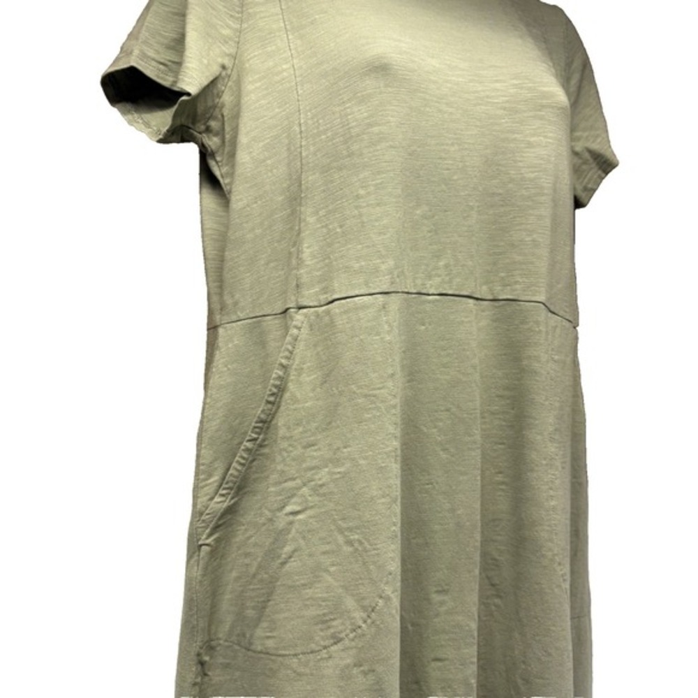 J. Jill Women's Small Sage Green Cotton Modal Maxi Dress Cap Sleeve Pockets - Picture 4 of 7